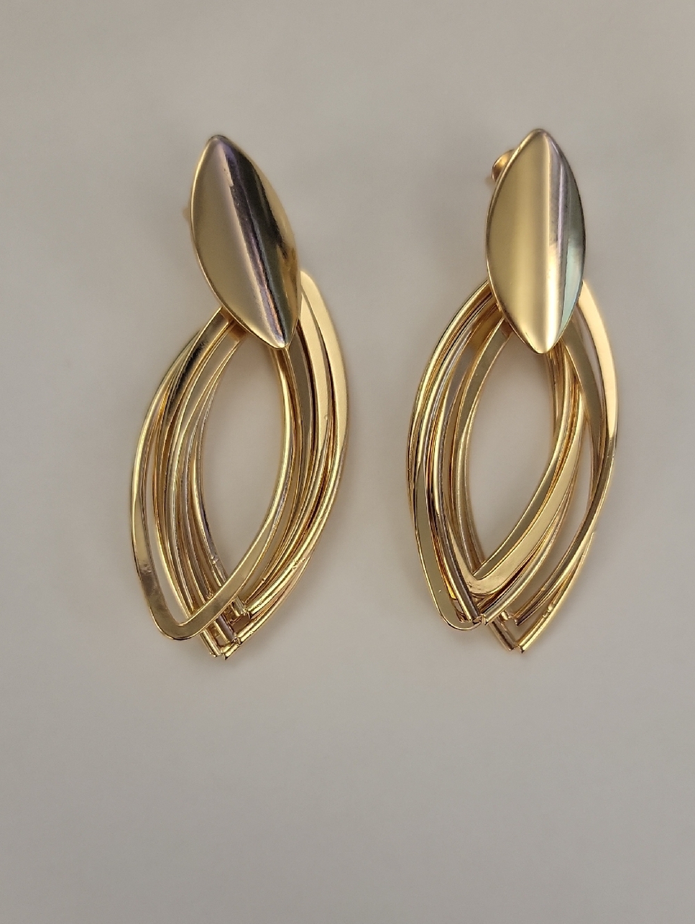 Gold Tone Sculptural Drop Earrings - Women's Jewelry